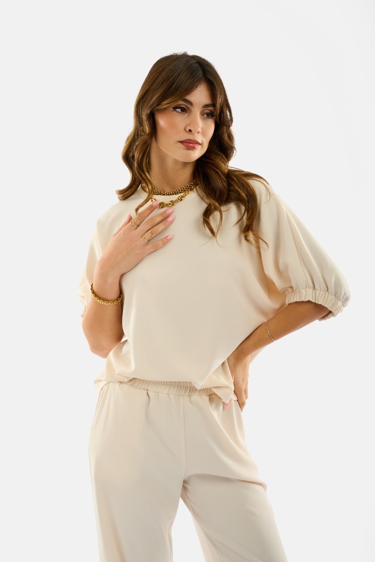 Blusa maniche arriccio