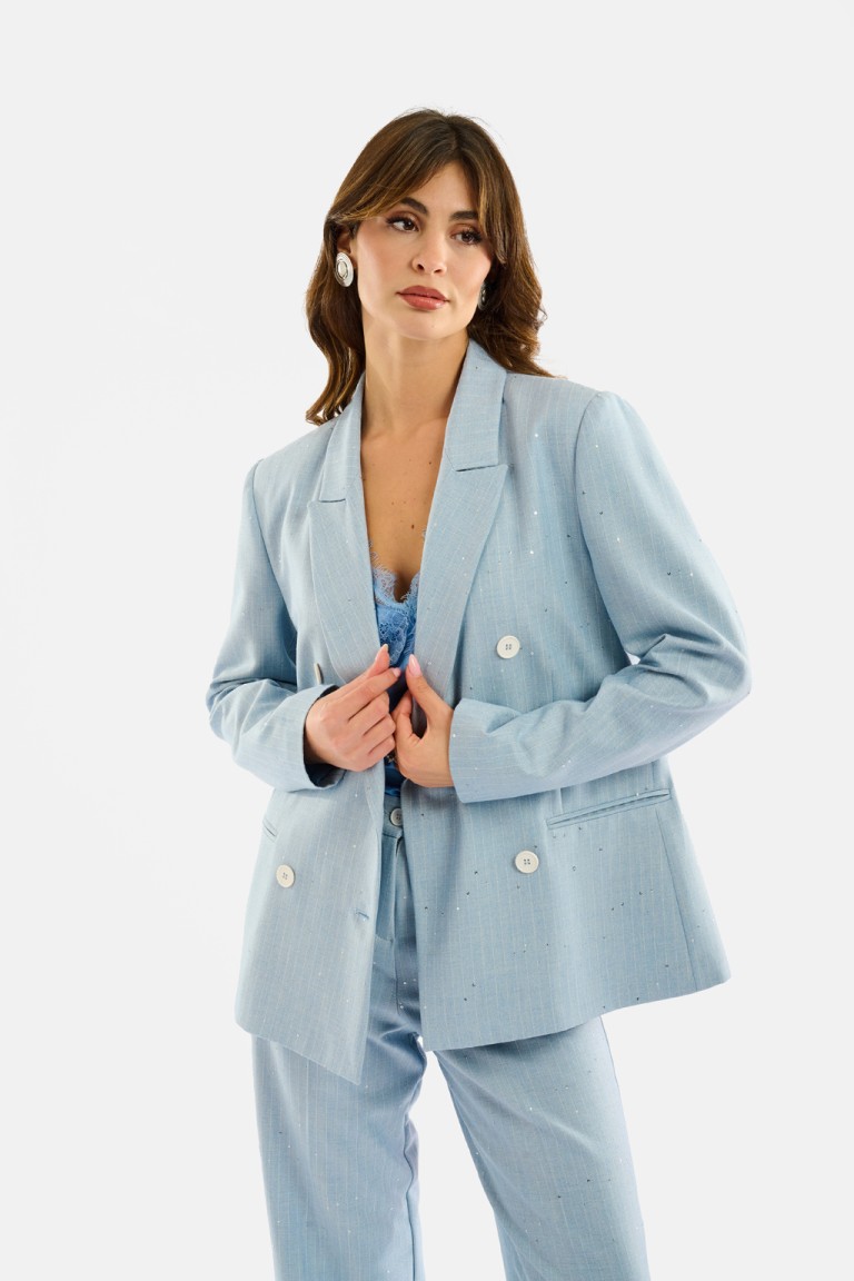 Blazer gessato micropaillettes