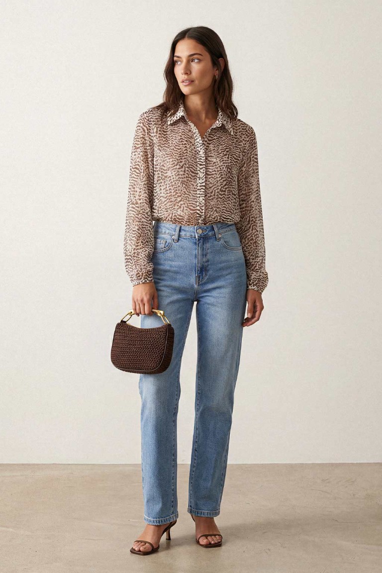 Jeans straight fit vita alta