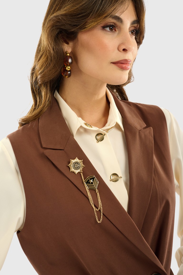 Gilet doppiopetto con cintura