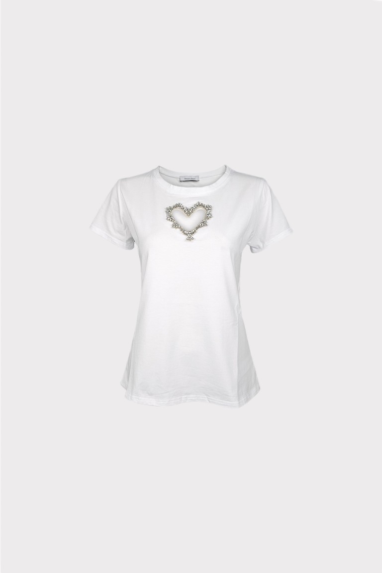 T-shirt cuore con pietre