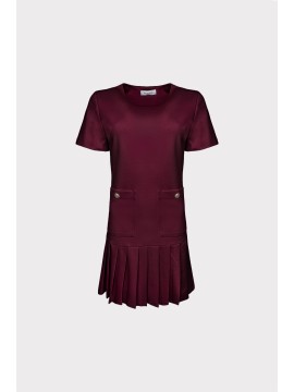 Abito college con pieghe all'orlo