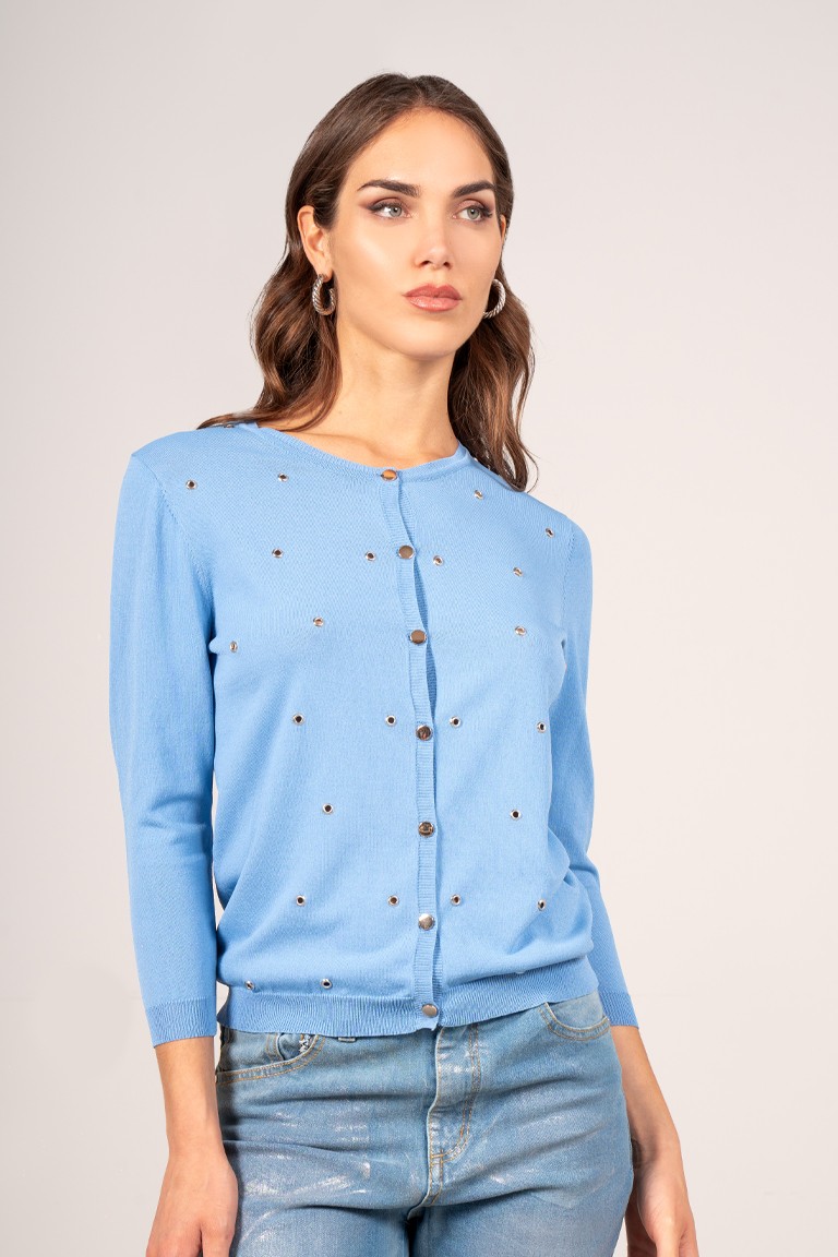 Cardigan con occhielli