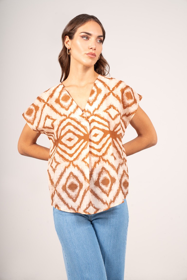 Blusa con stampa etnica