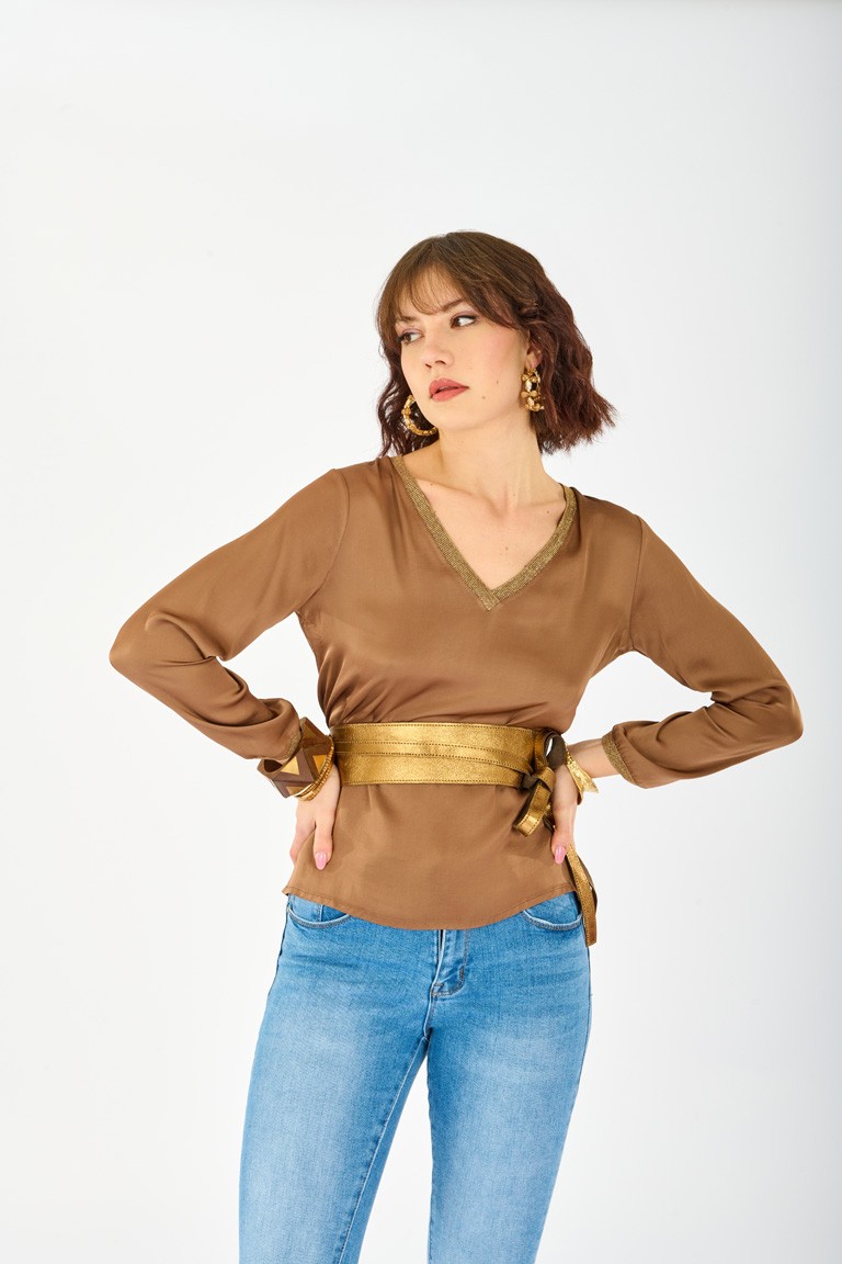 Blusa scollo V lurex