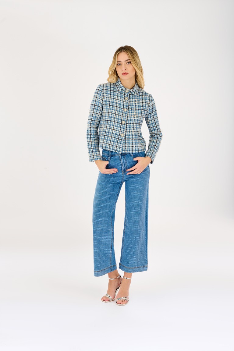 Jeans strass wide leg