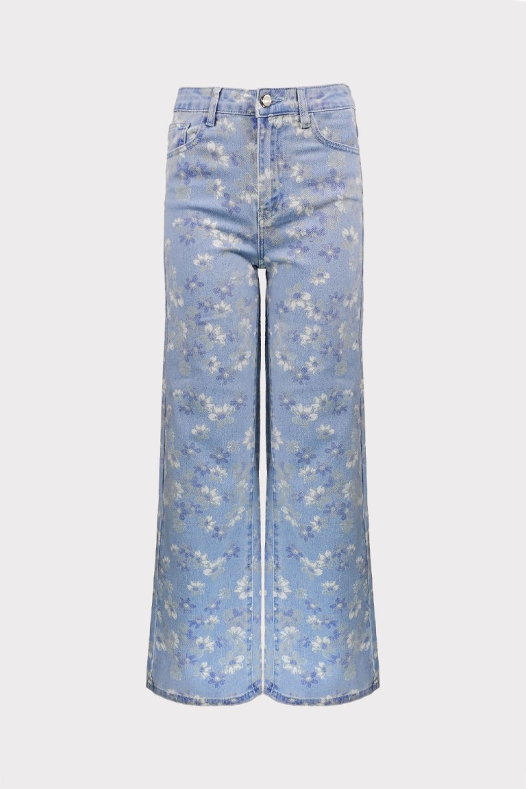 Jeans wide leg stampato