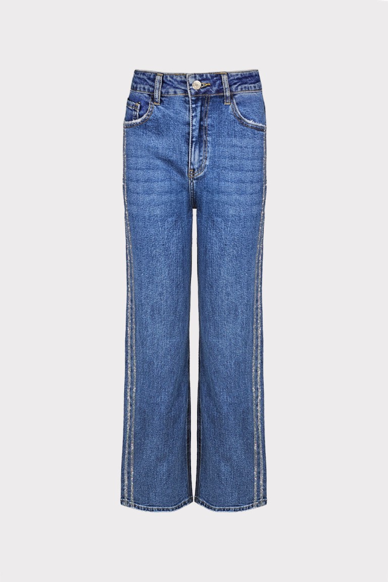 Jeans banda strass