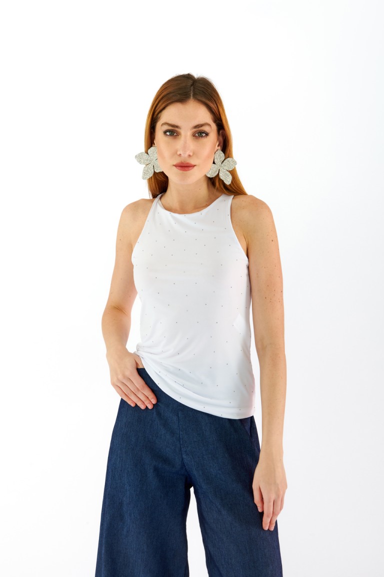 Top halter con strass
