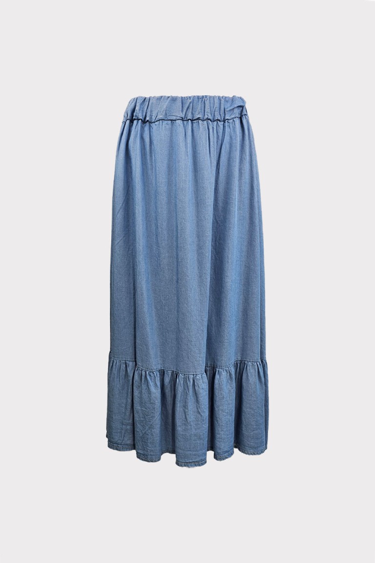 Gonna chambray con balza