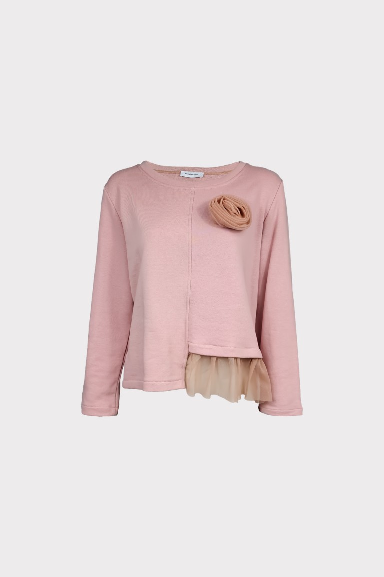 Felpa con fiore tulle