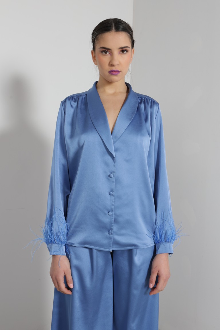 Camicia giacca con piume