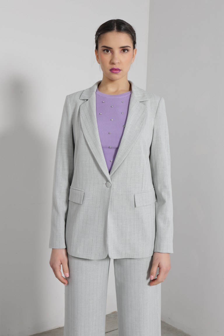 Giacca monopetto riga lurex