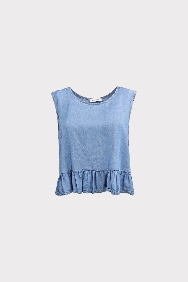 Smanicato chambray con balza