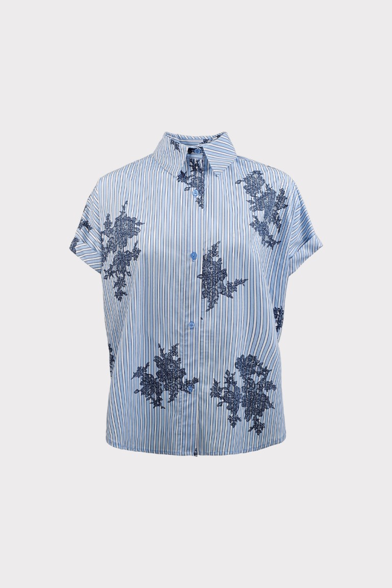 Camicia riga effetto ricamo