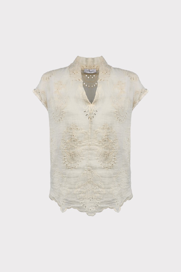 Blusa con ricamo traforato