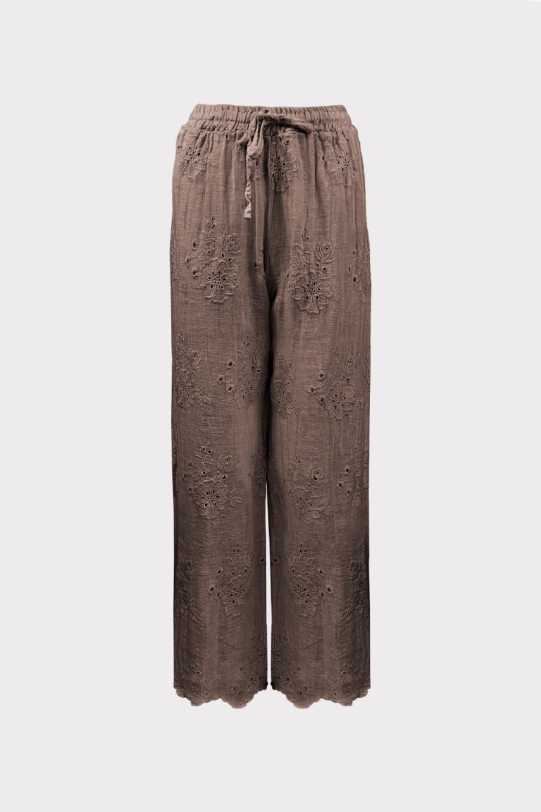 Pantaloni lino ricamato