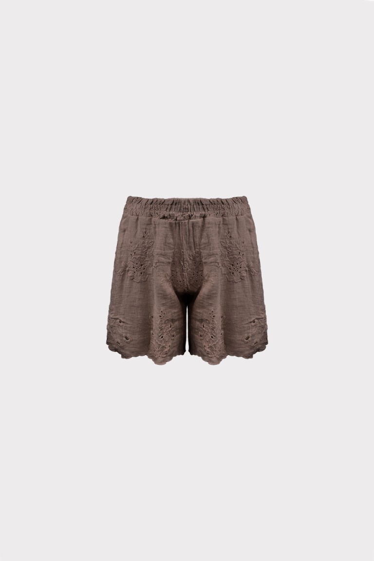 Shorts lino ricamato