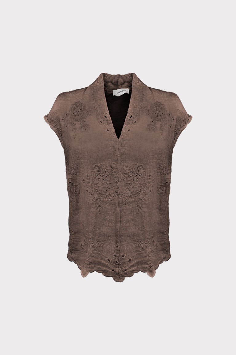 Blusa lino ricamato