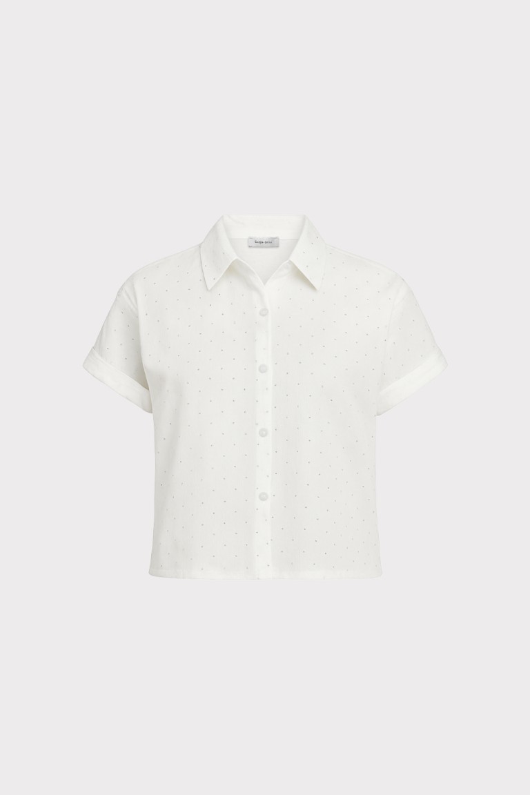 Camicia cropped con strass