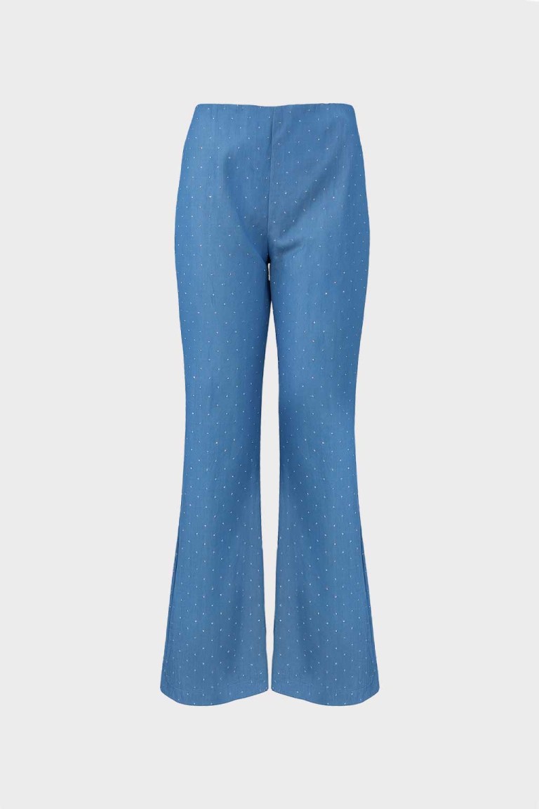 Pantalone flare con strass