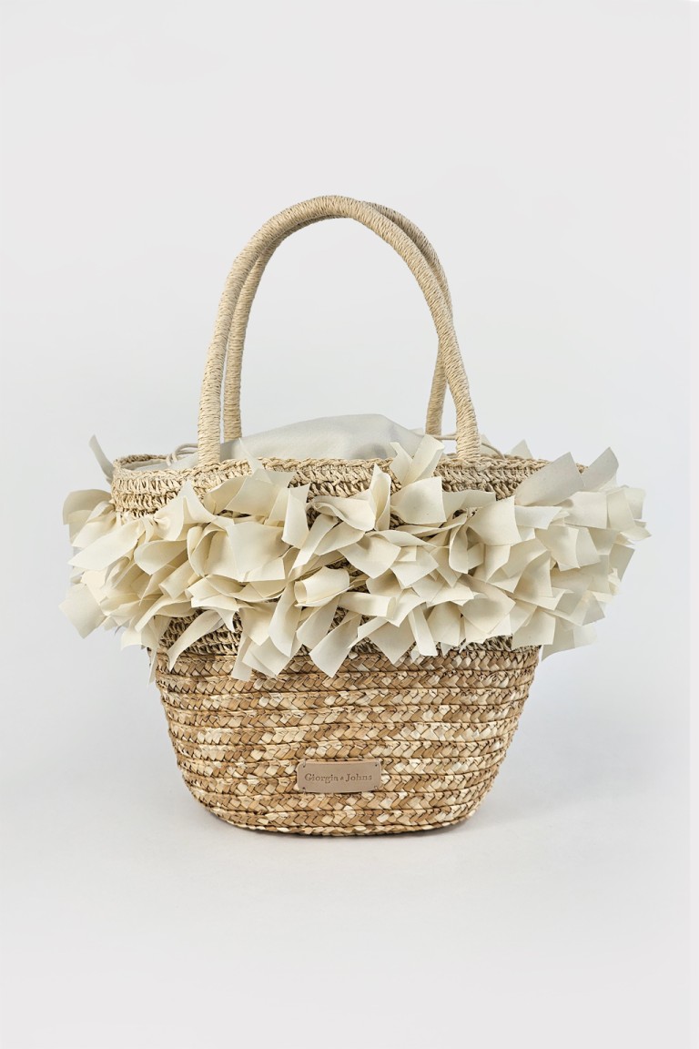 Borsa paglia petali