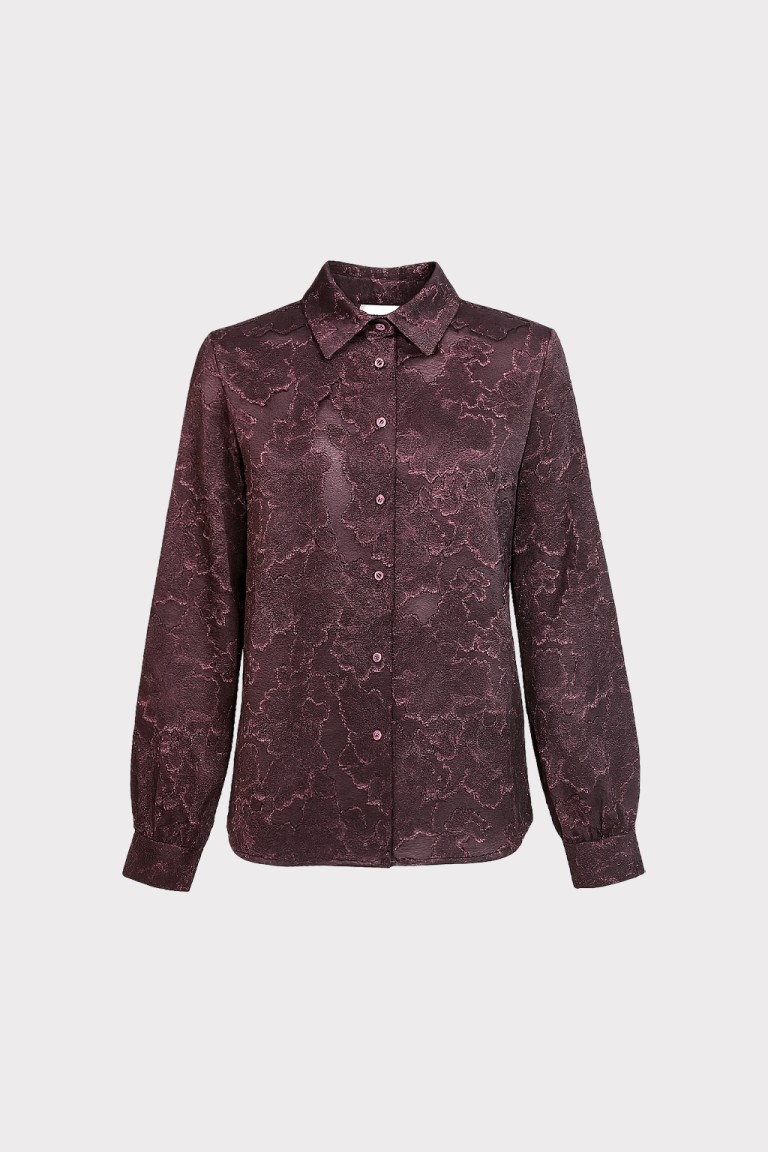 Camicia ricamo effetto foglia