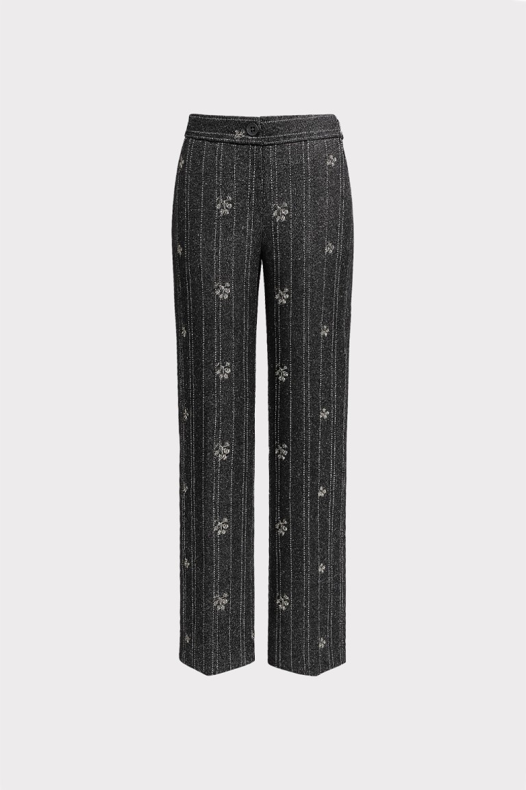 Pantalone gessato con ricami