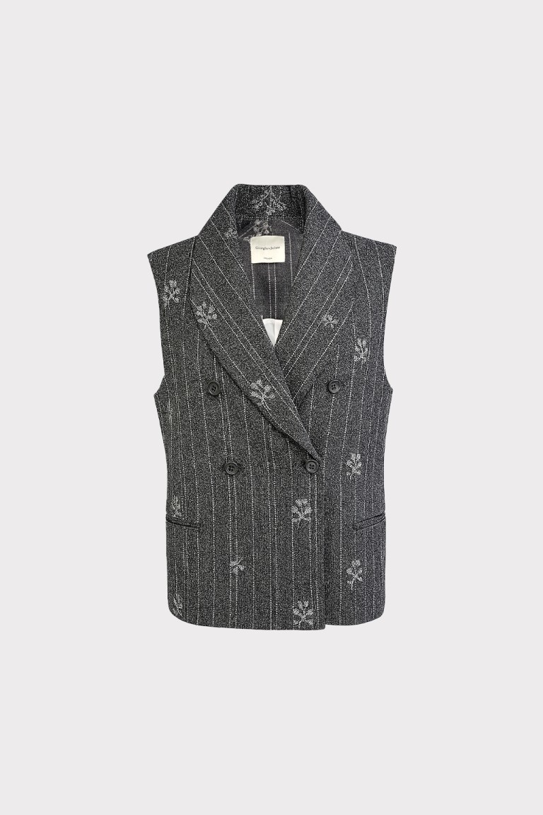 Gilet gessato con ricami