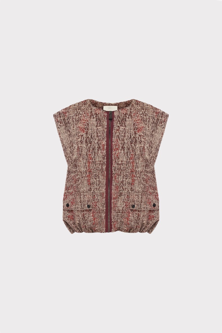 Gilet tweed con zip