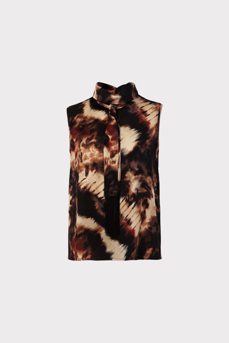 Top stampato collo foulard