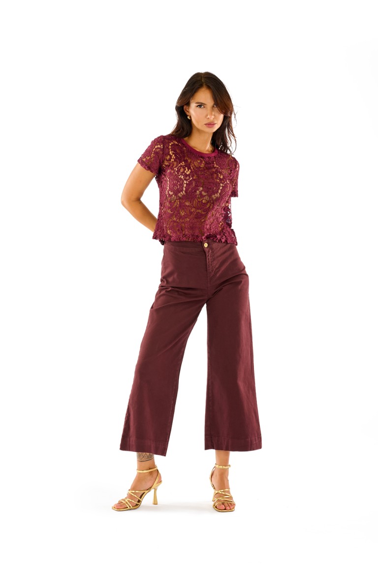 Pantalone culotte gamba ampia
