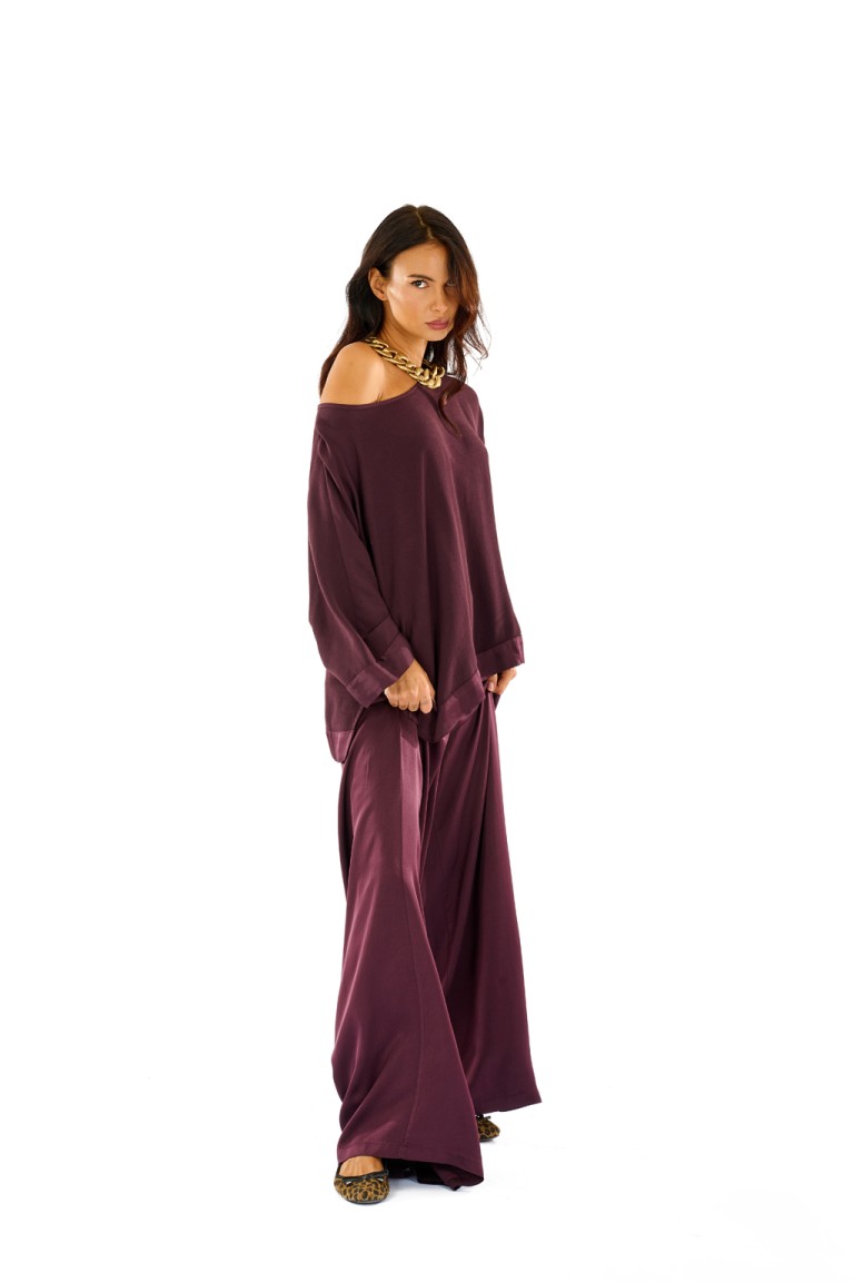 Pantalone fluido raso