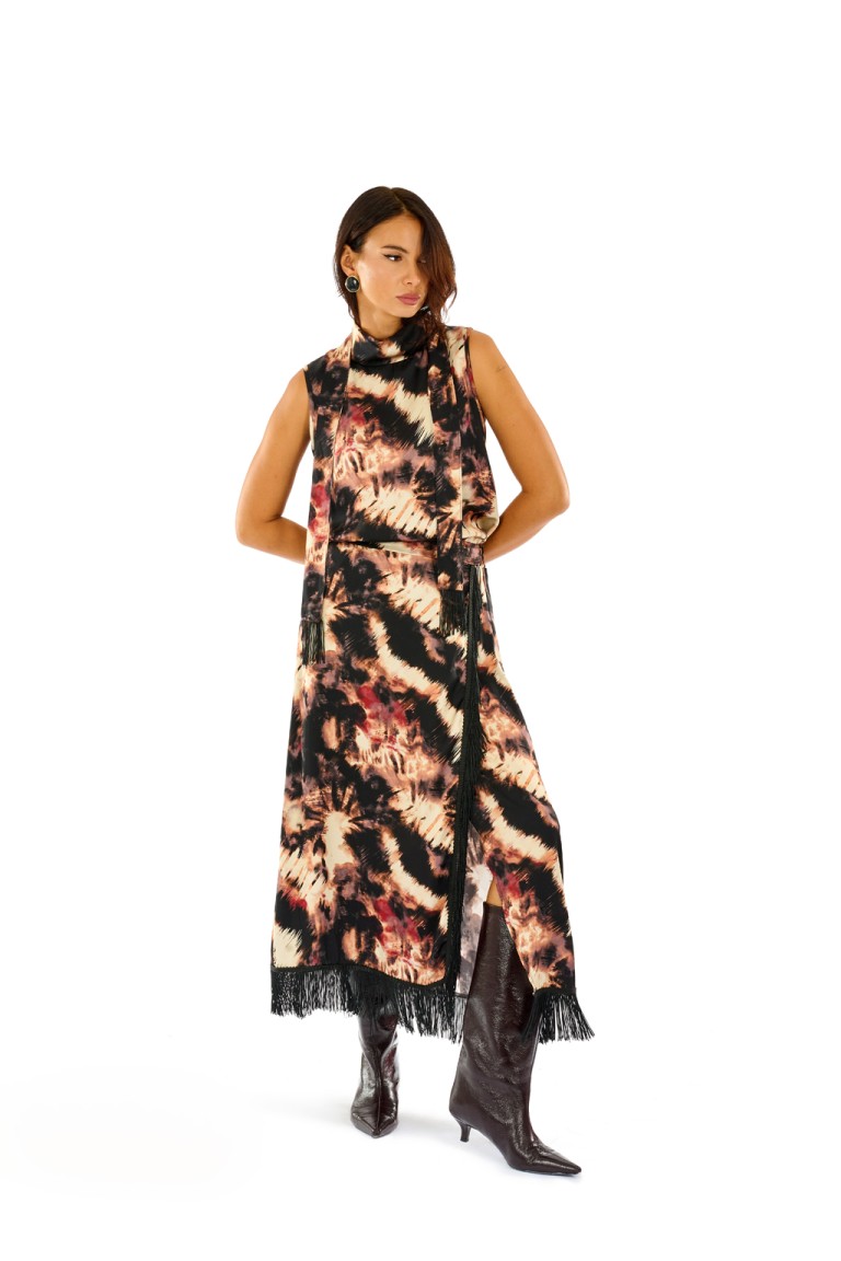 Top stampato collo foulard