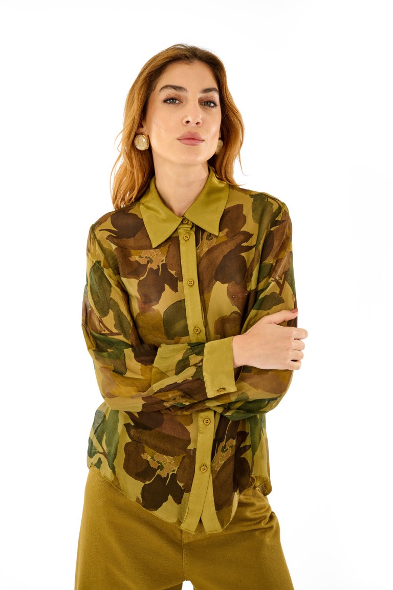 Camicia seta stampa floreale