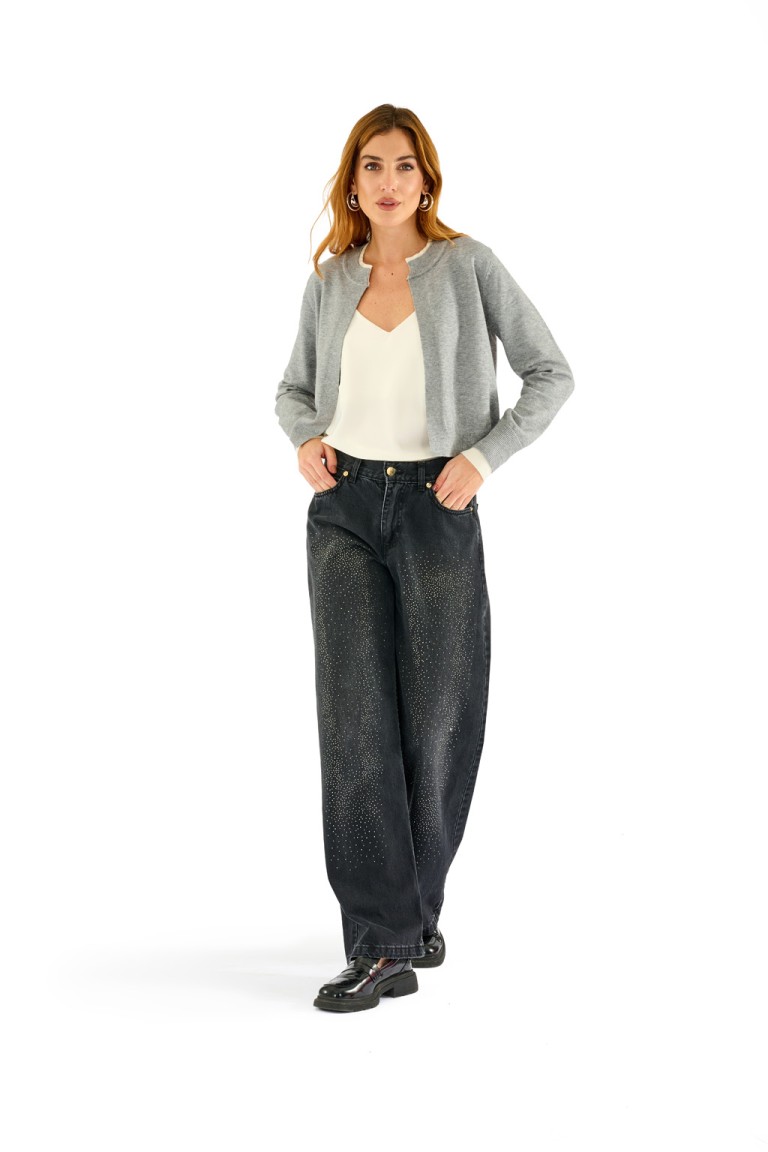 Cardigan corto girocollo
