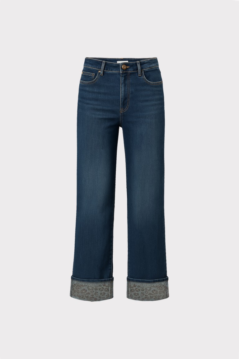 Jeans con risvolto stampato