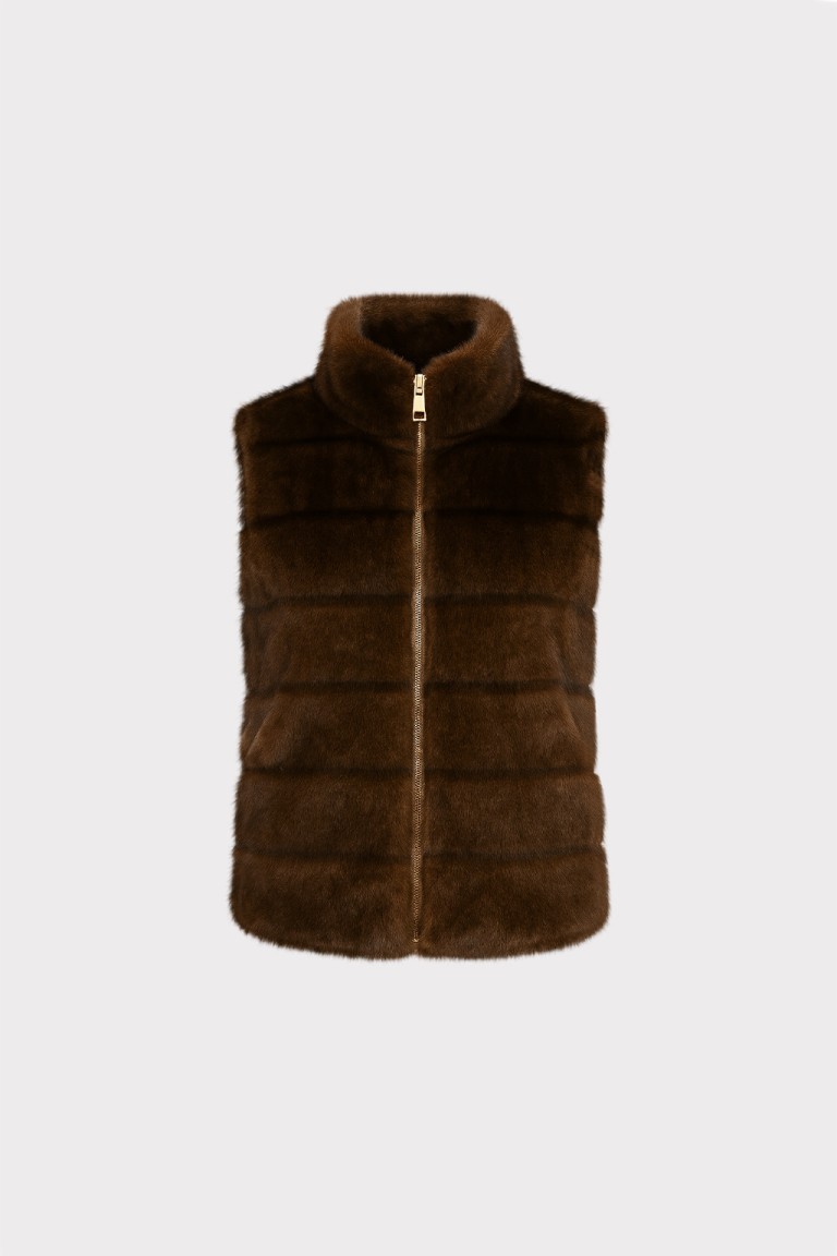 Gilet in eco-pelliccia con zip