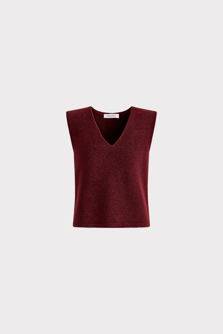 Top smanicato in maglia lurex