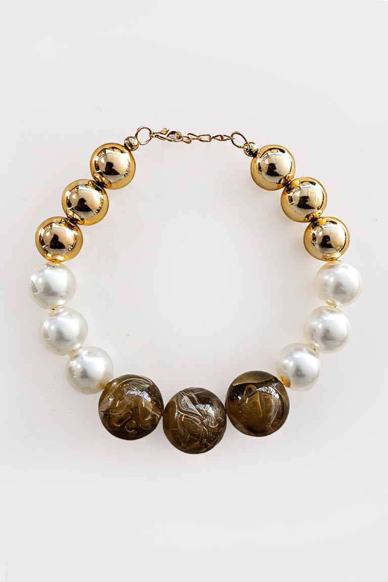 Collana corta sfere e perle