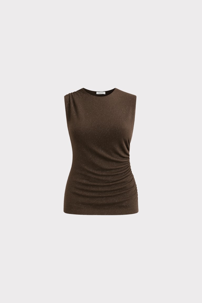 Top lurex con drappeggio