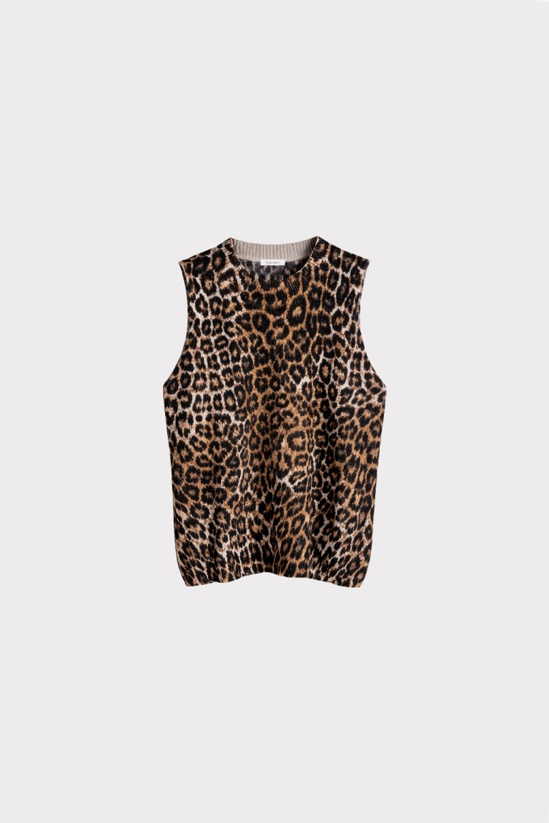 Top in maglia animalier