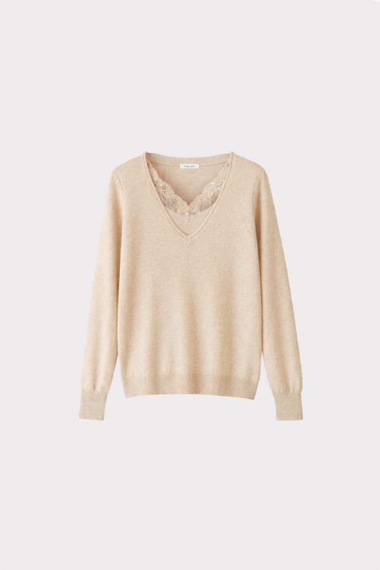 Maglia scollo V e pizzo