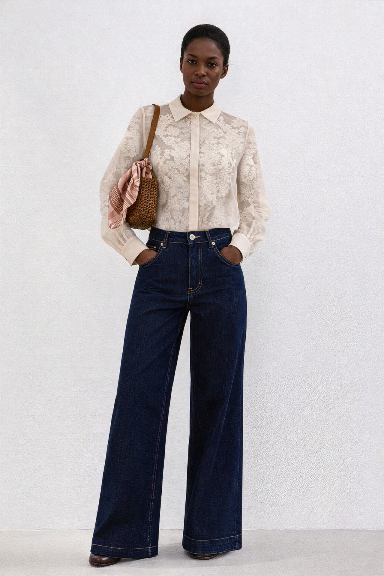 Camicia ricamo floreale