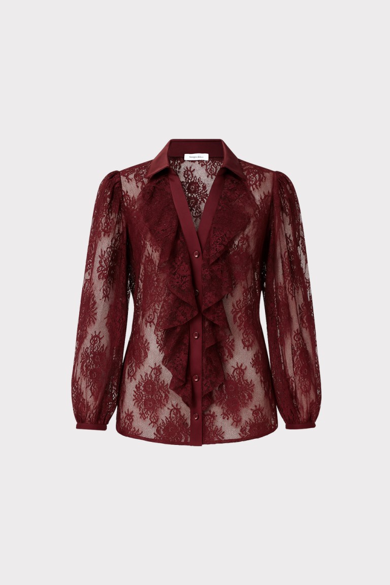 Camicia in pizzo con rouches