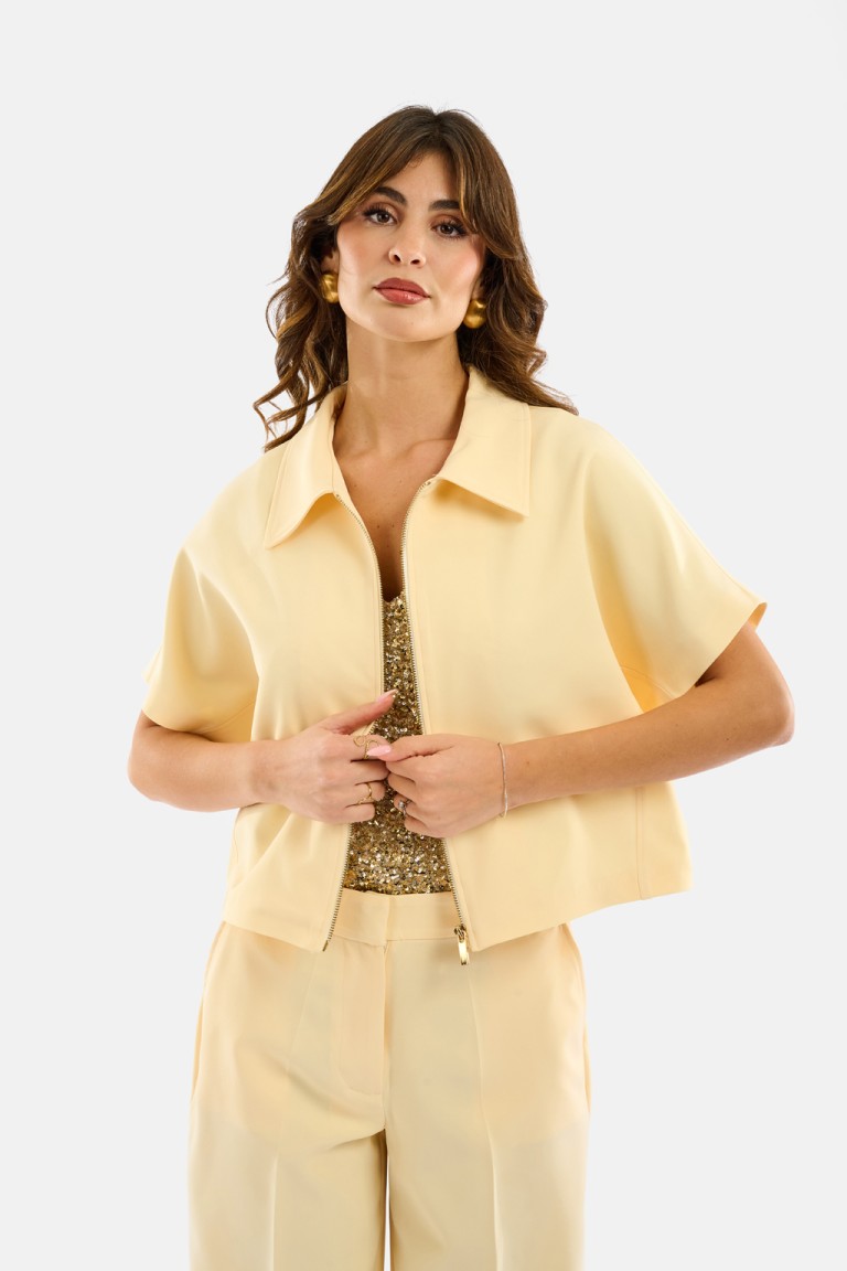 Camicia cropped con zip