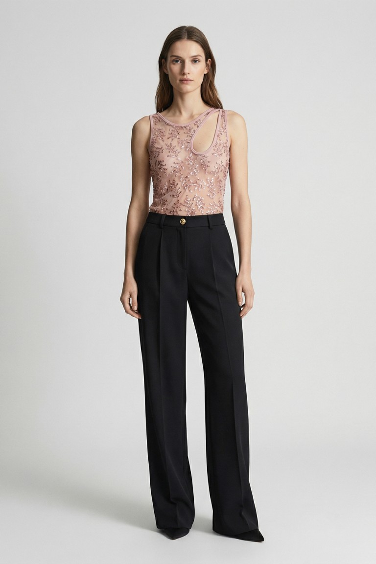 Top cut out ricamato