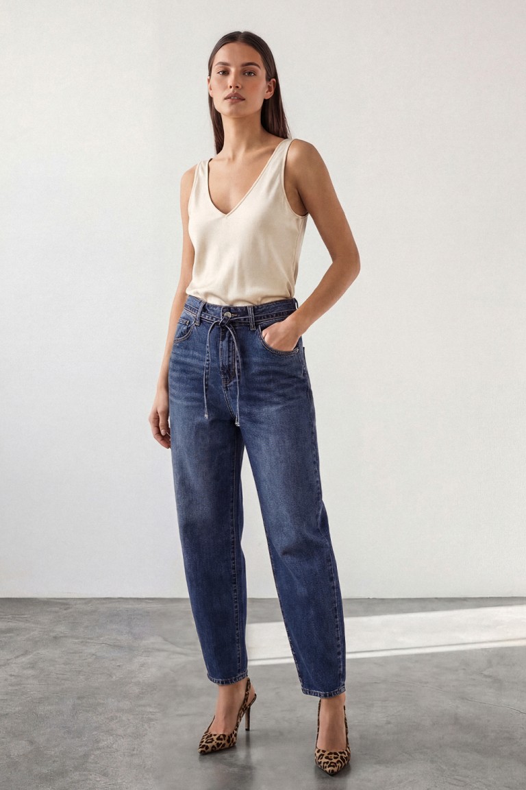 Jeans mom fit wide leg