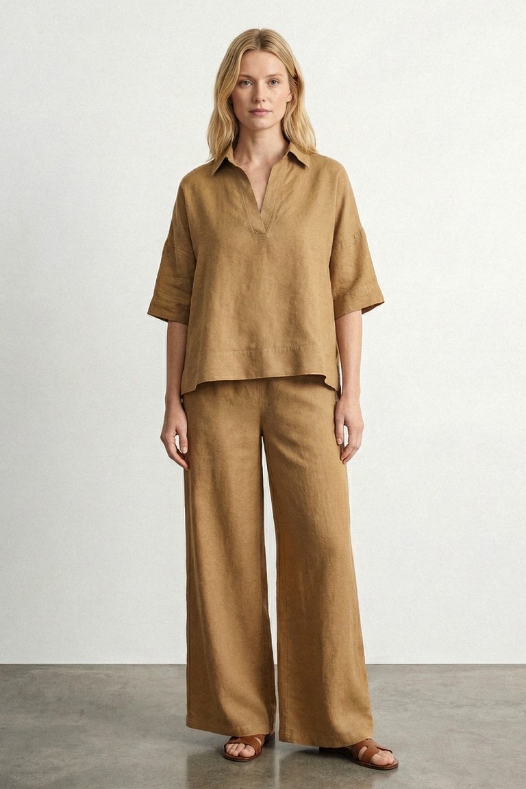 Pantalone ampio lino viscosa