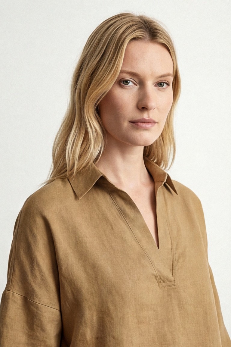 Blusa in lino viscosa